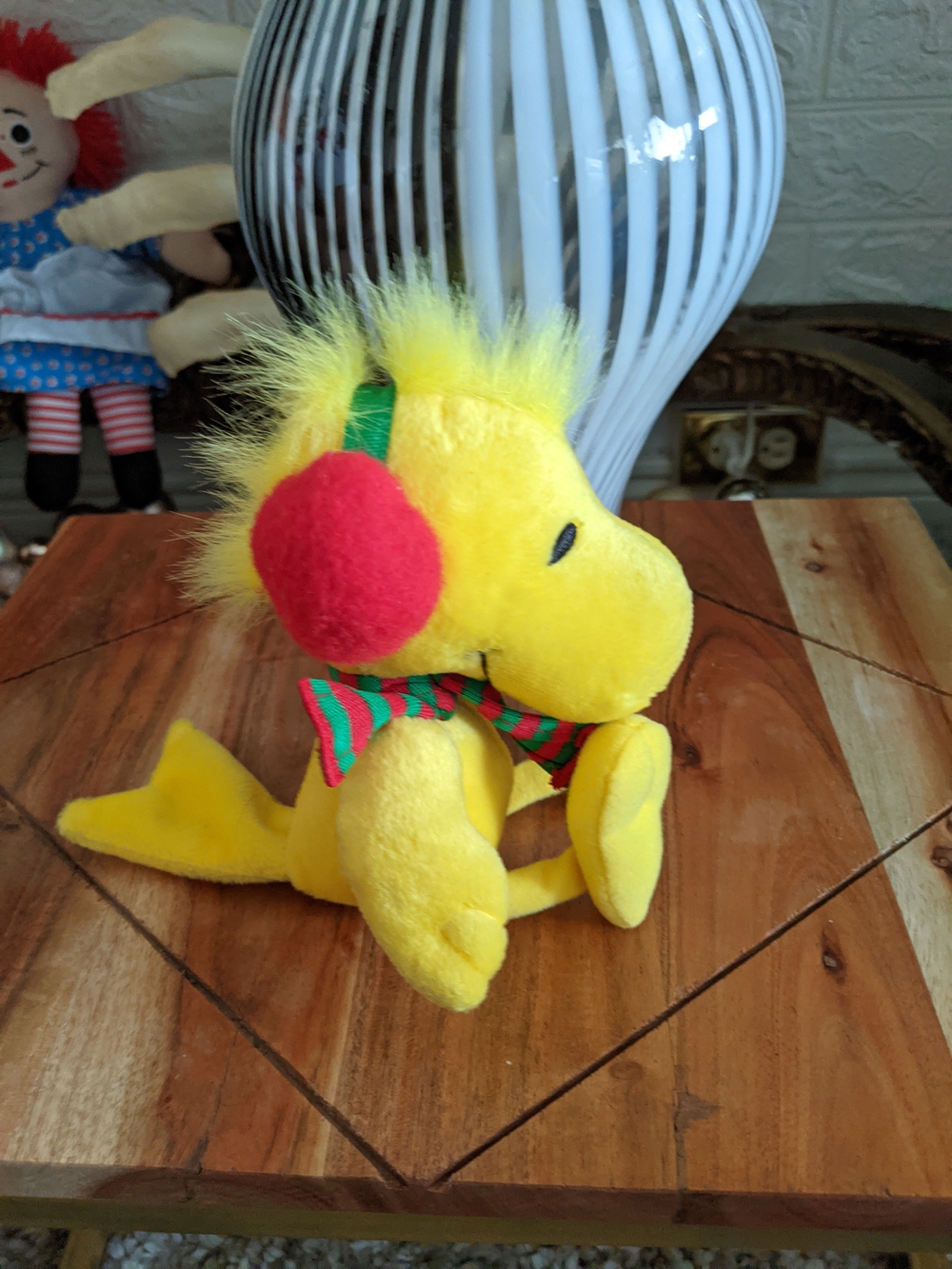 Woodstock Plush with Festive Scarf and Red Ear Muffs